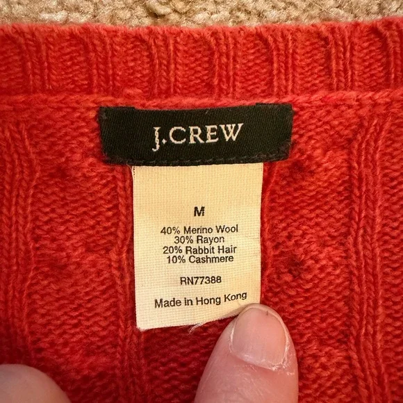 J. Crew Vibrant Red Cable Knit Cashmere Blend Cardigan - Picture 4 of 5